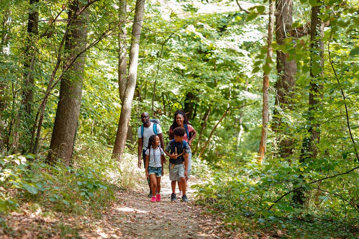 Family On A Hiking Trail